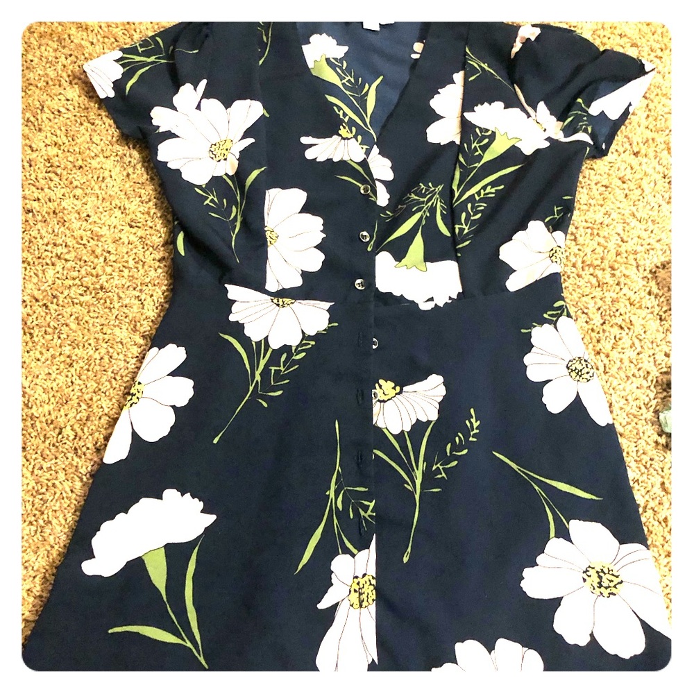 Navy Blue Floral Dress